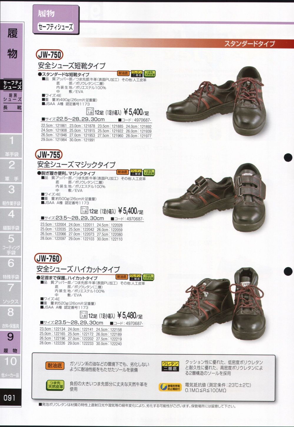 独創的 ADCLEAN シューズ・安全靴ロングタイプ G7760-1-25.0 シューズ 